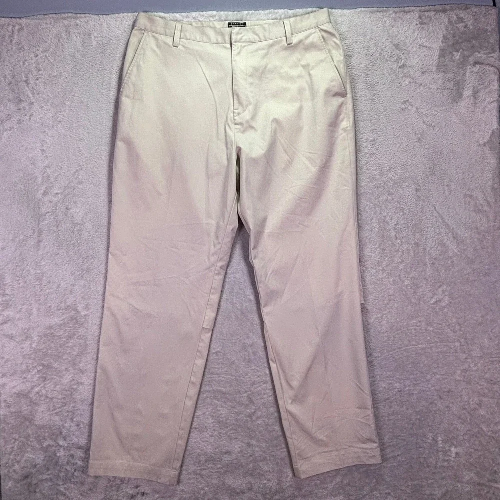 Adidas Mens Golf Pants Sz 36x32 Beige Khaki Stretch Performance Chinos AE7002